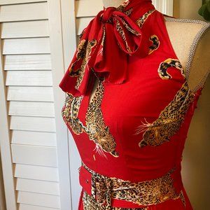 NWOT Trashy Diva My Pet Leopard Trolley Red Bow Dress Sz 0